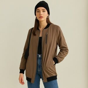 San Souci Military Green Long Zip Front Jacket Medium